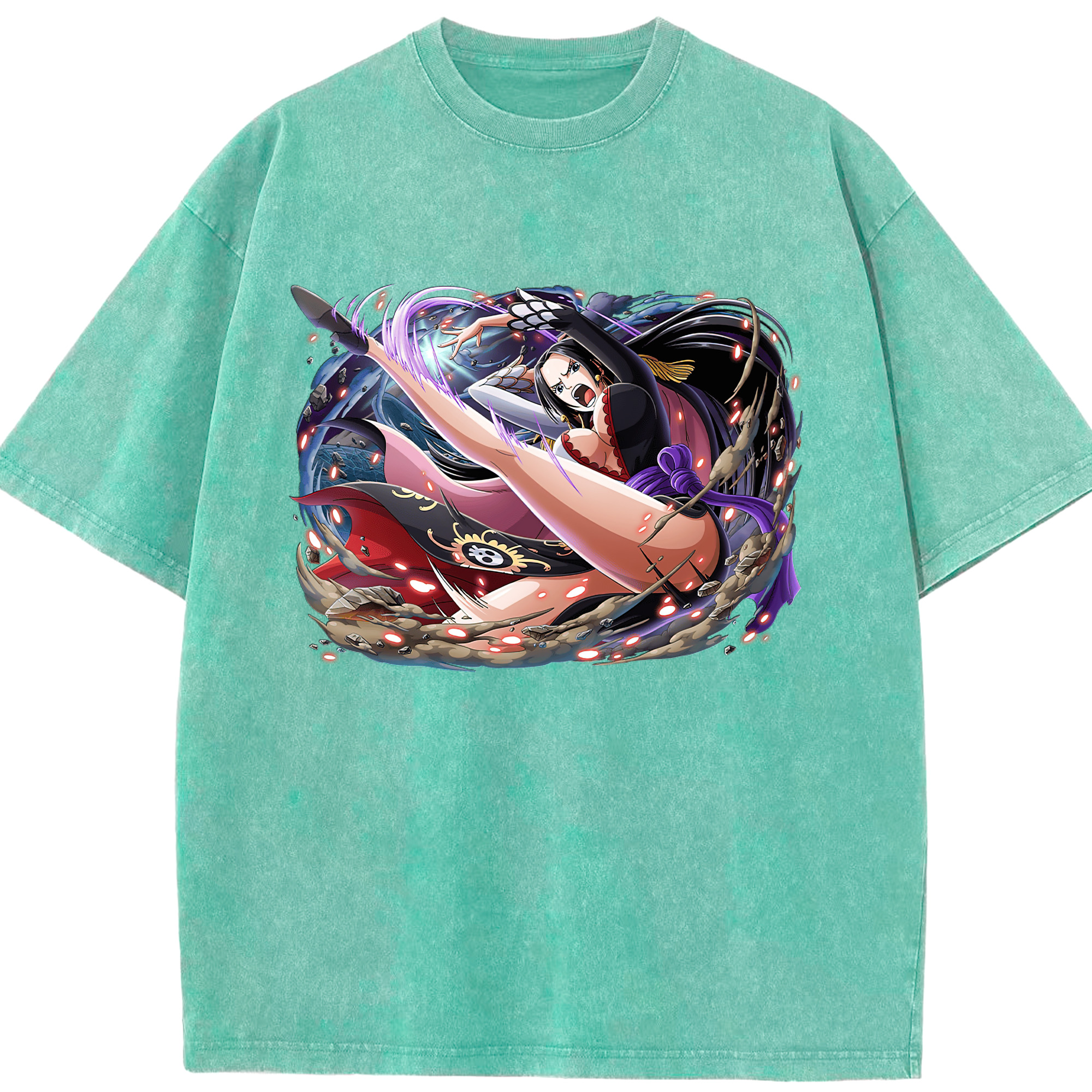 ワンピース ボア・ハンコック ONE PIECE Boa·Hancock 綿100% ヴィンテージ風 半袖Tシャツ（フロントプリント）